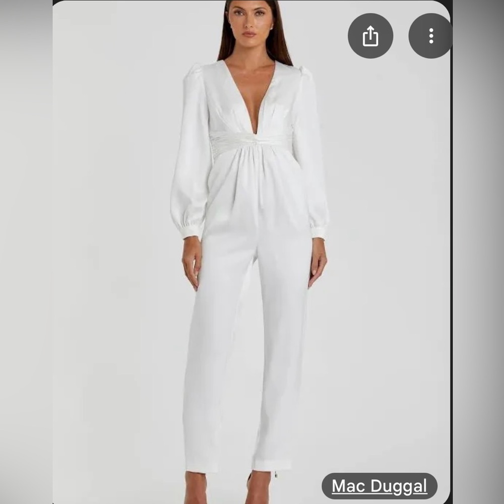 Mac Duggal White Jumpsuit